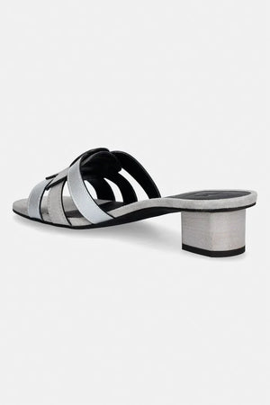 Mule de cuero Furla Cilindro de tacón bajo para mujer