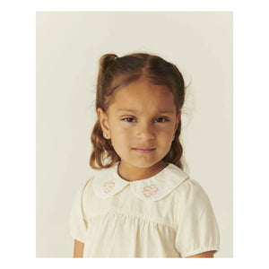 Copenhagen Colors - Blusa con volantes cuello Claudine algodón orgánico | Crema