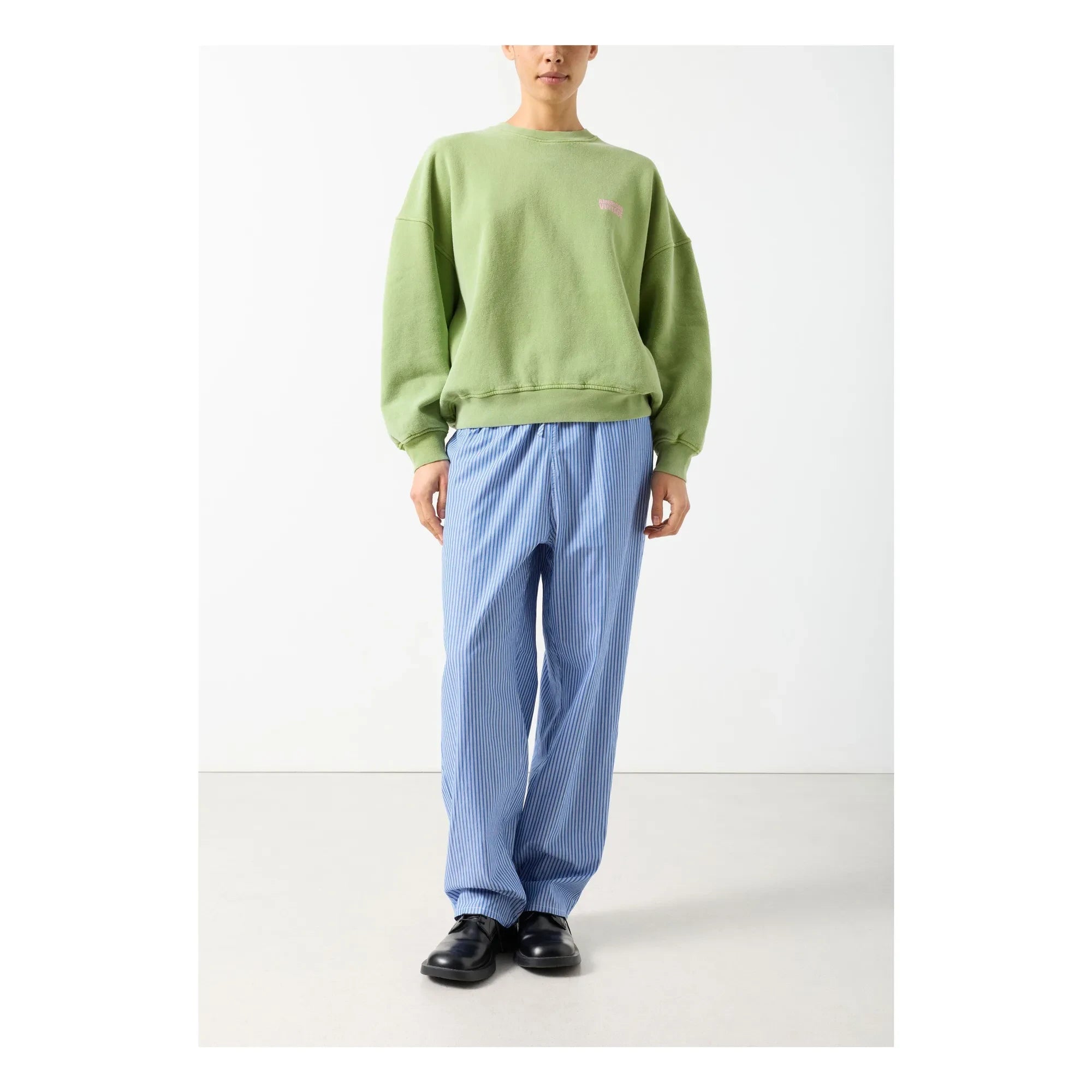 American Vintage - Sudadera Plizzy de algodón | Verde pálido