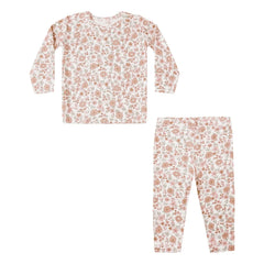 Quincy Mae - Pijama con estampado floral de bambú | Marfil