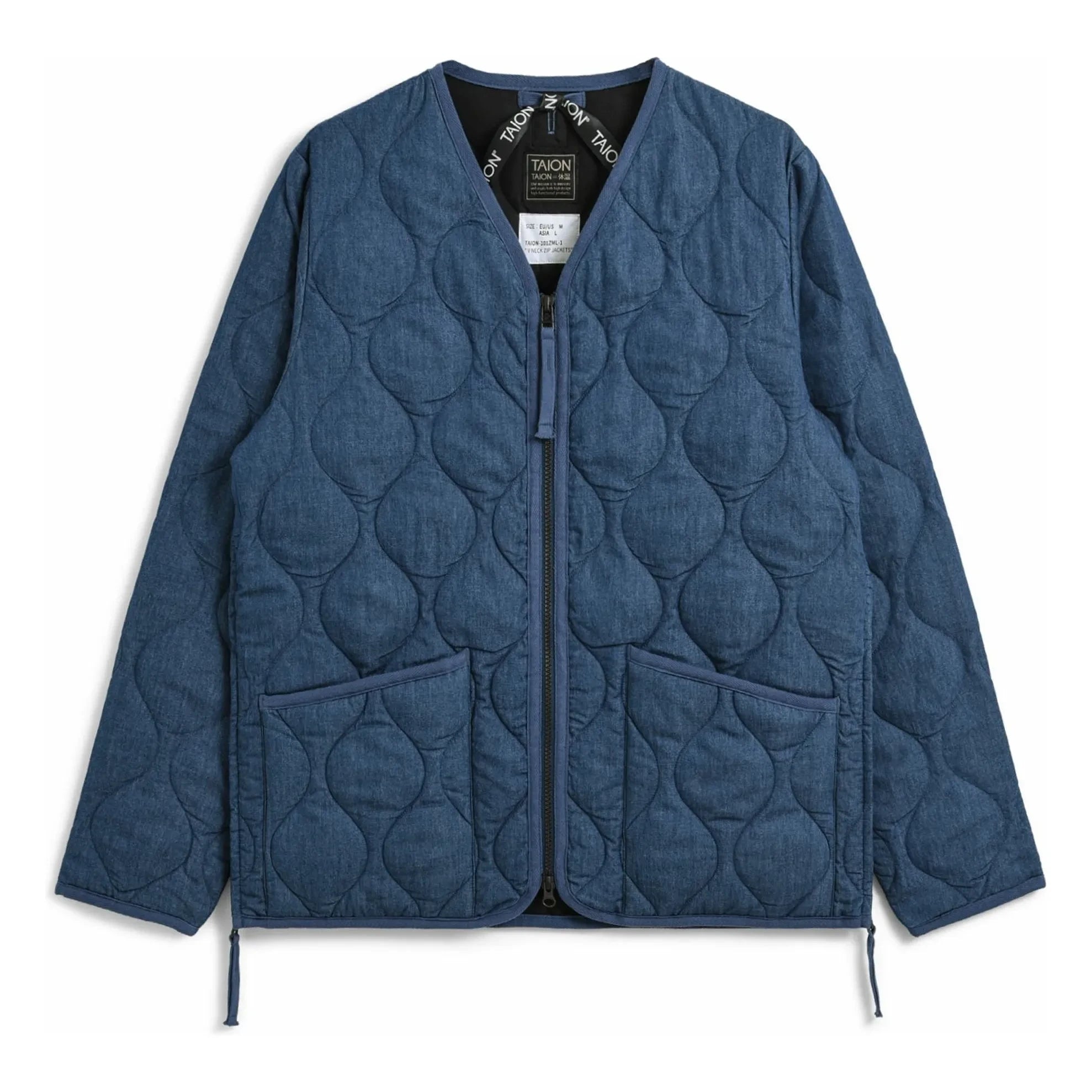 Taion - Chaqueta militar unisex con cuello en V | Azul Índigo