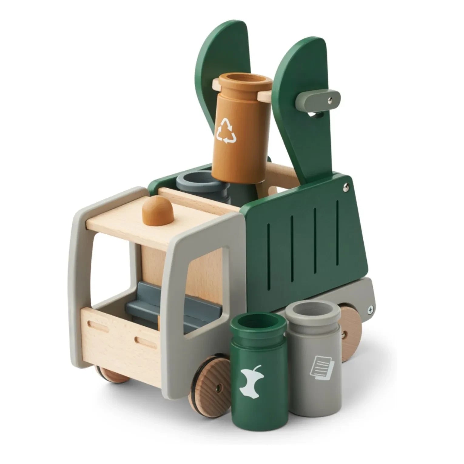 Liewood - Camión de reciclaje de madera Irina | Mezcla múltiple de color verde jardín