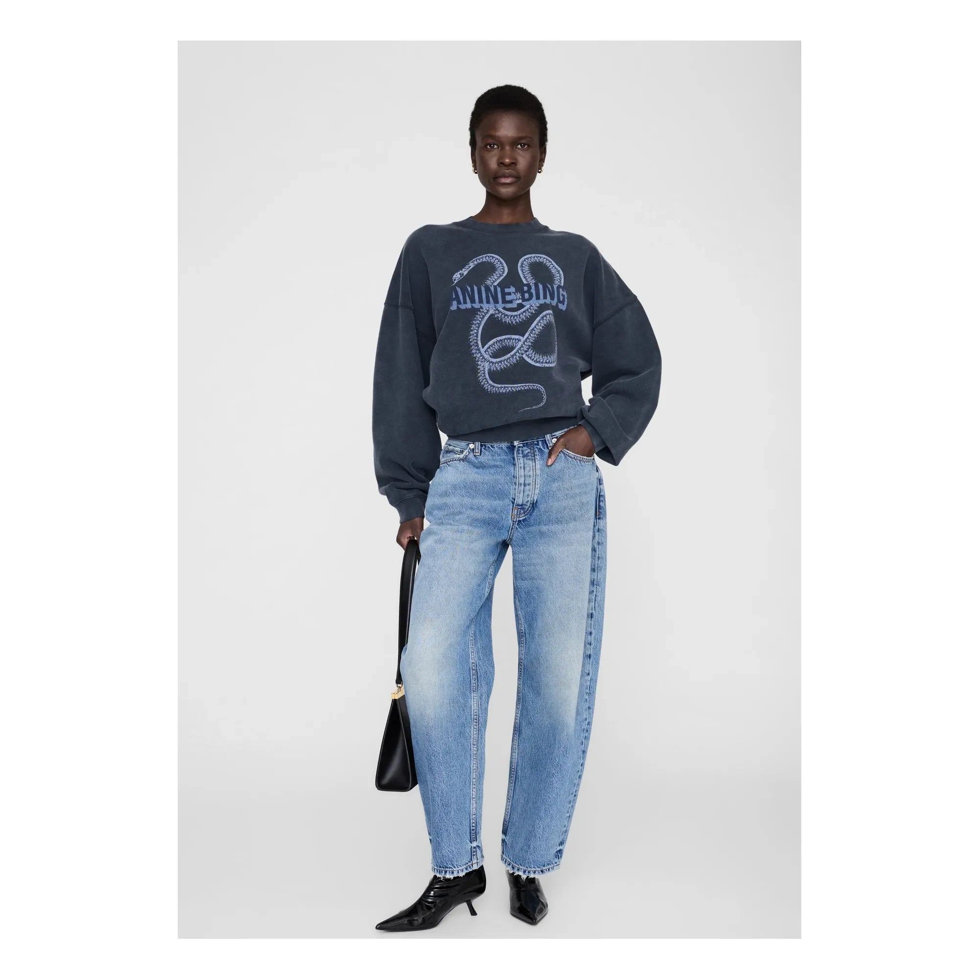 Anine Bing - Sudadera Harvey Snake | Negro