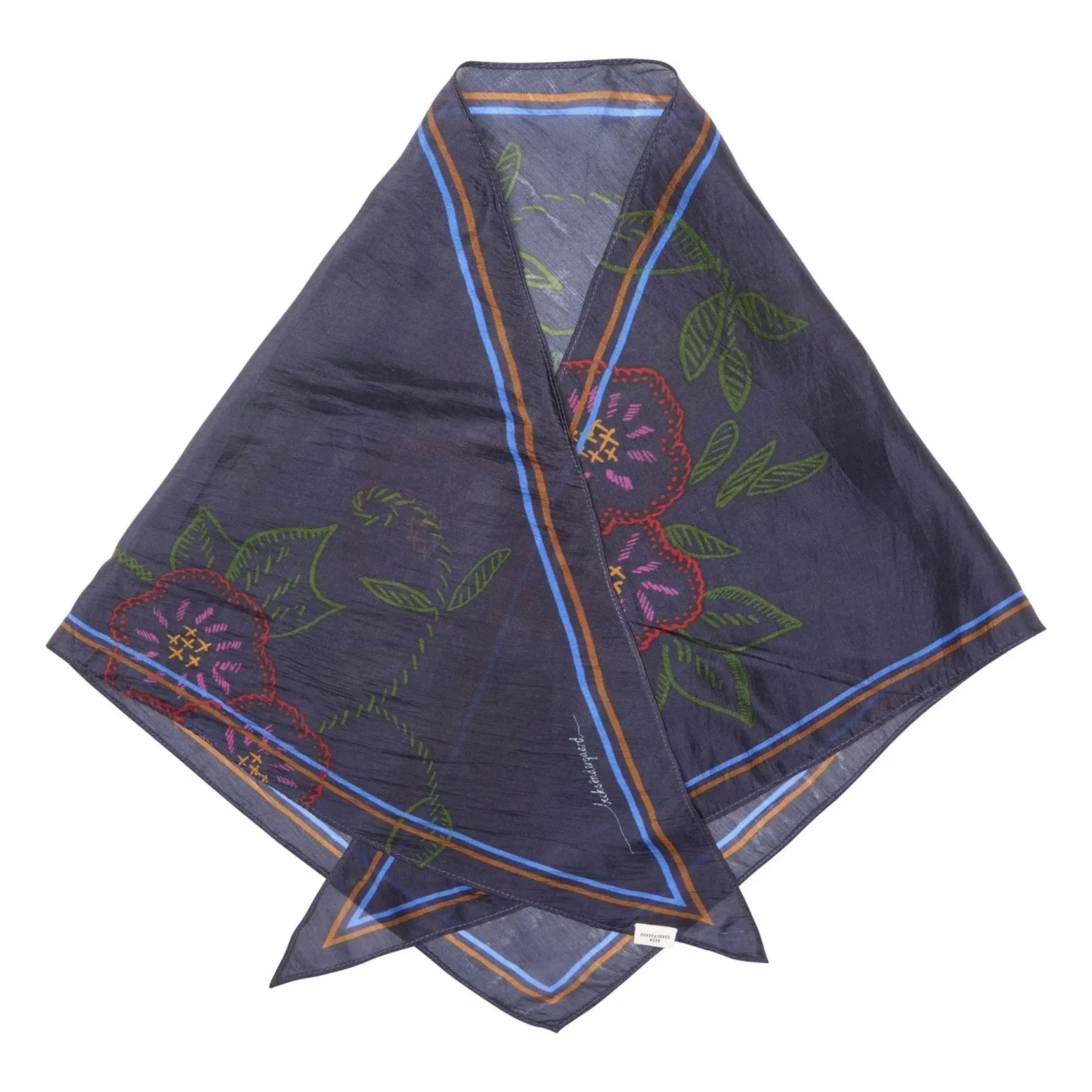 Becksöndergaard - Pañuelo triangular de seda Efloria Taby | Azul marino