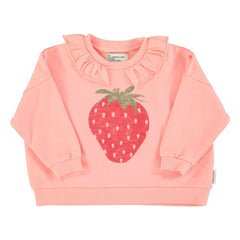 Piupiuchick - Sudadera con volantes de algodón orgánico con fresas | Rosa