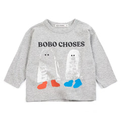 Bobo Choses - Bobo Choses Organik Pamuklu Bebek Hayalet Tişört | Heather grey