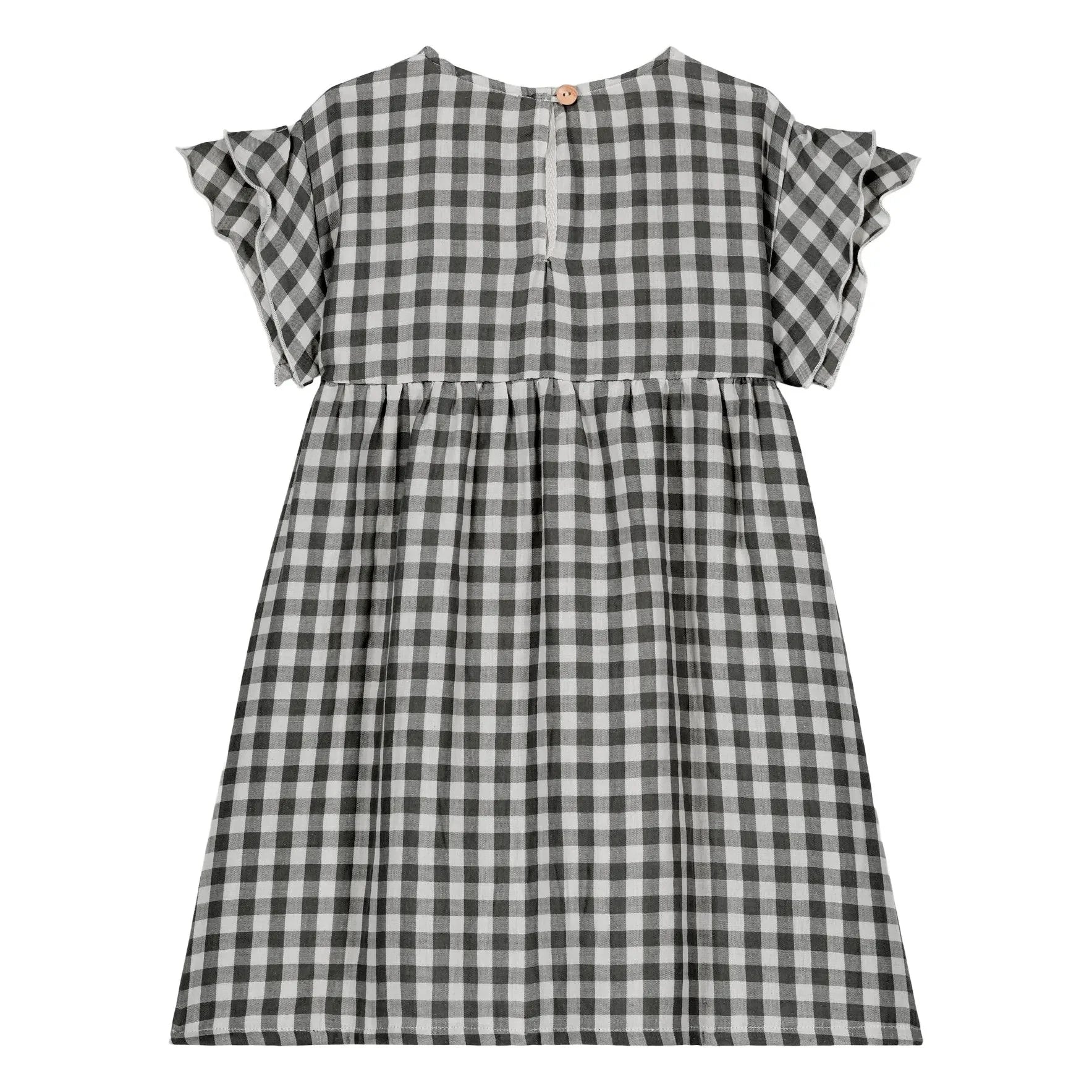 Studio Bohème - Vestido de Gasa de Algodón Orgánico Vichy Cousine | Negro