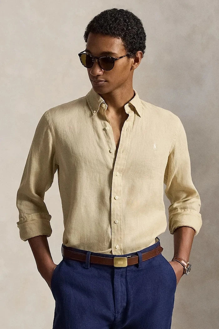 Camisa deportiva de lino de manga larga para hombre Polo Ralph Lauren