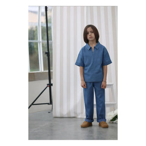 Lililotte - Camisa de algodón orgánico Carl Tencel | Azul denim