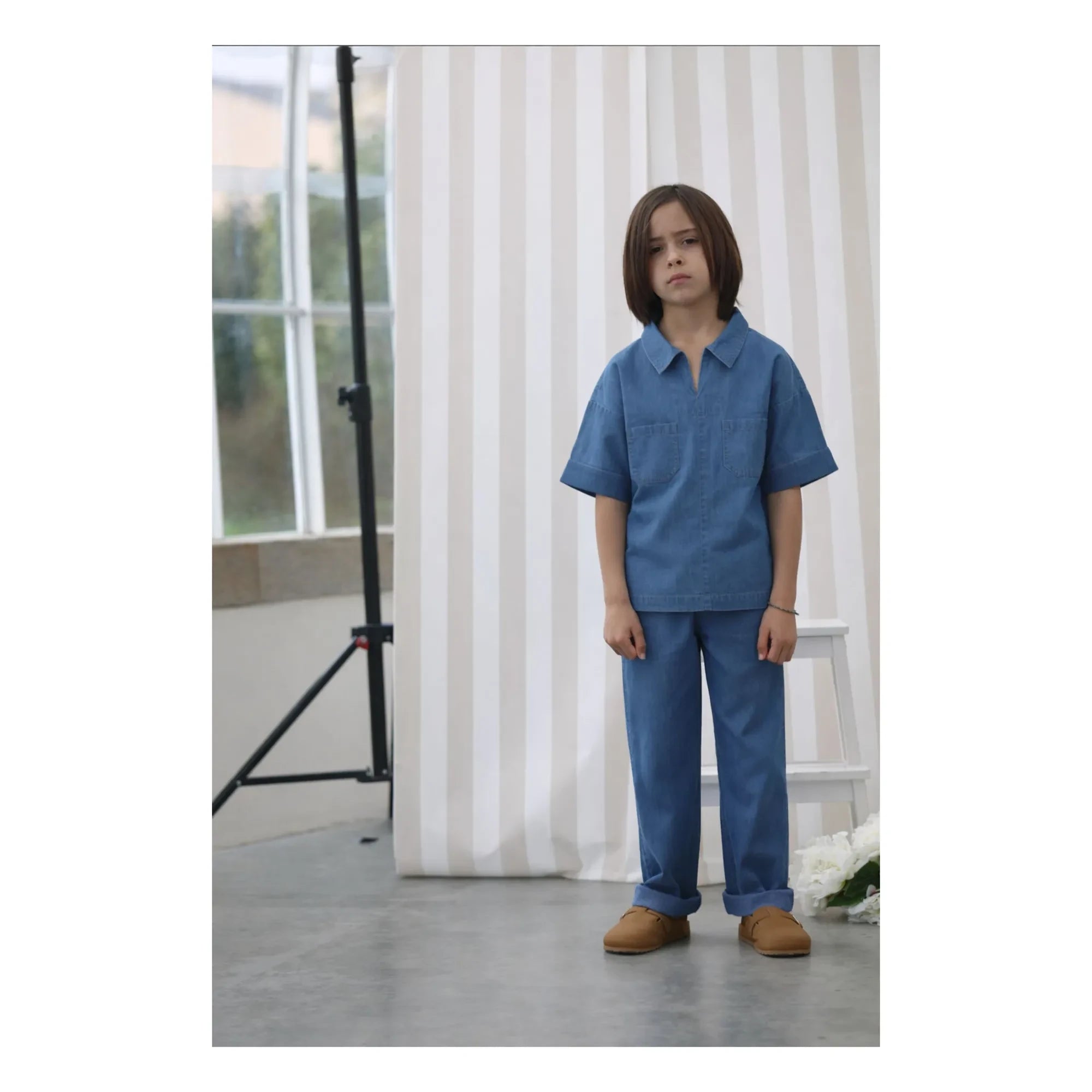 Lililotte - Camisa de algodón orgánico Carl Tencel | Azul denim