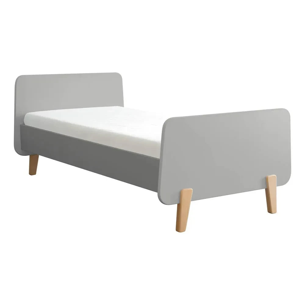 Laurette - Cama de madera natural con patas MM | Gris