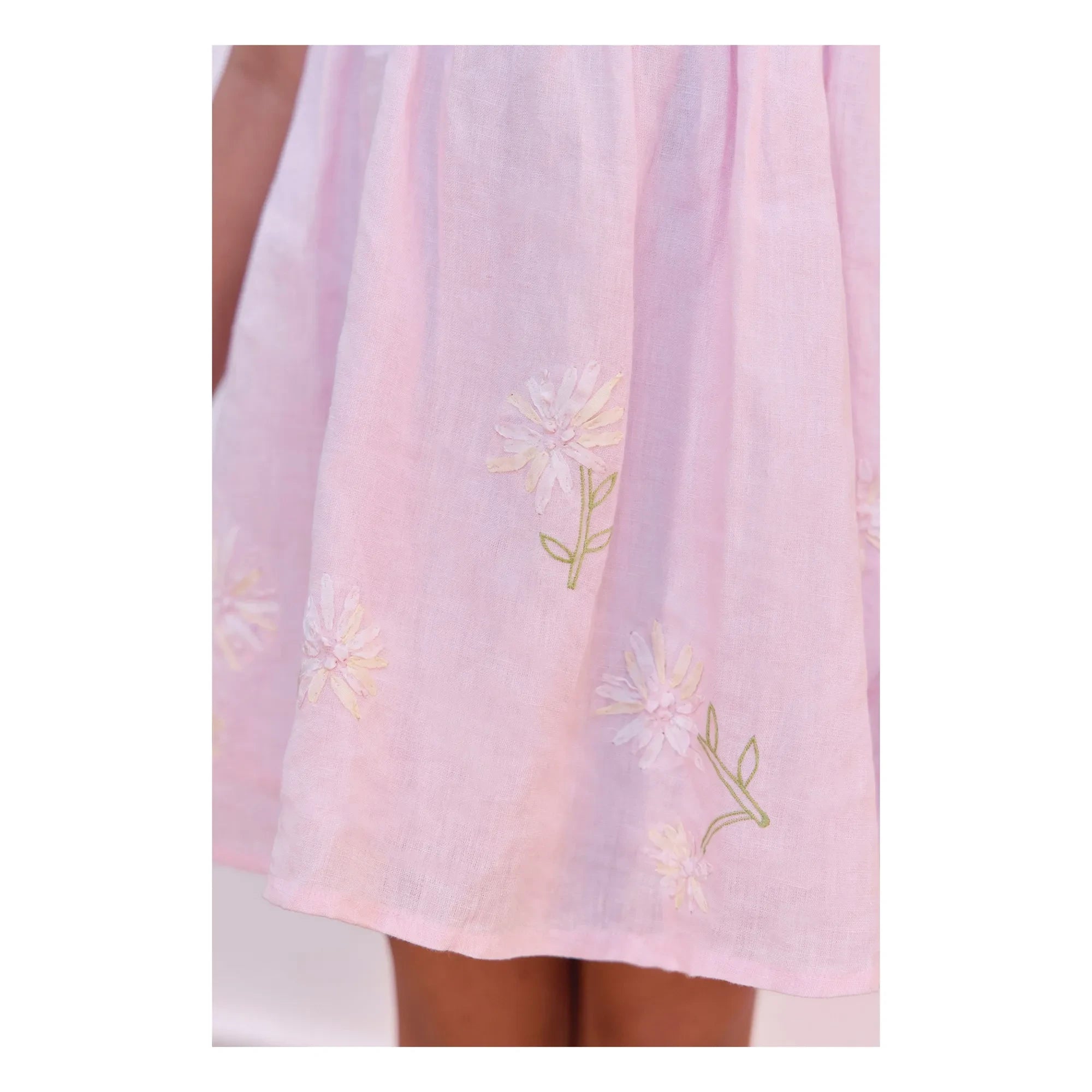 Tartine et Chocolat - Vestido rosa empolvado con estampado floral y mangas abullonadas
