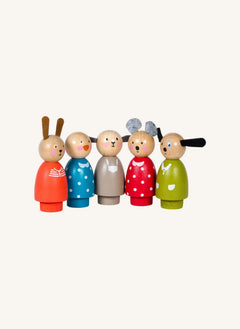 Moulin Roty - 5 Juego de Figuras de Madera - Gran Familia