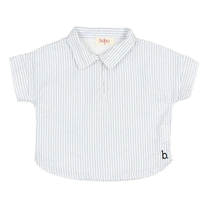 Búho - Camisa de seersucker de rayas | Azul claro