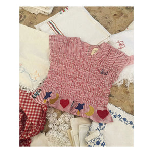 SISSEL EDELBO - Top Smocked Rayas Izquierdas - Colección Infantil | Rojo