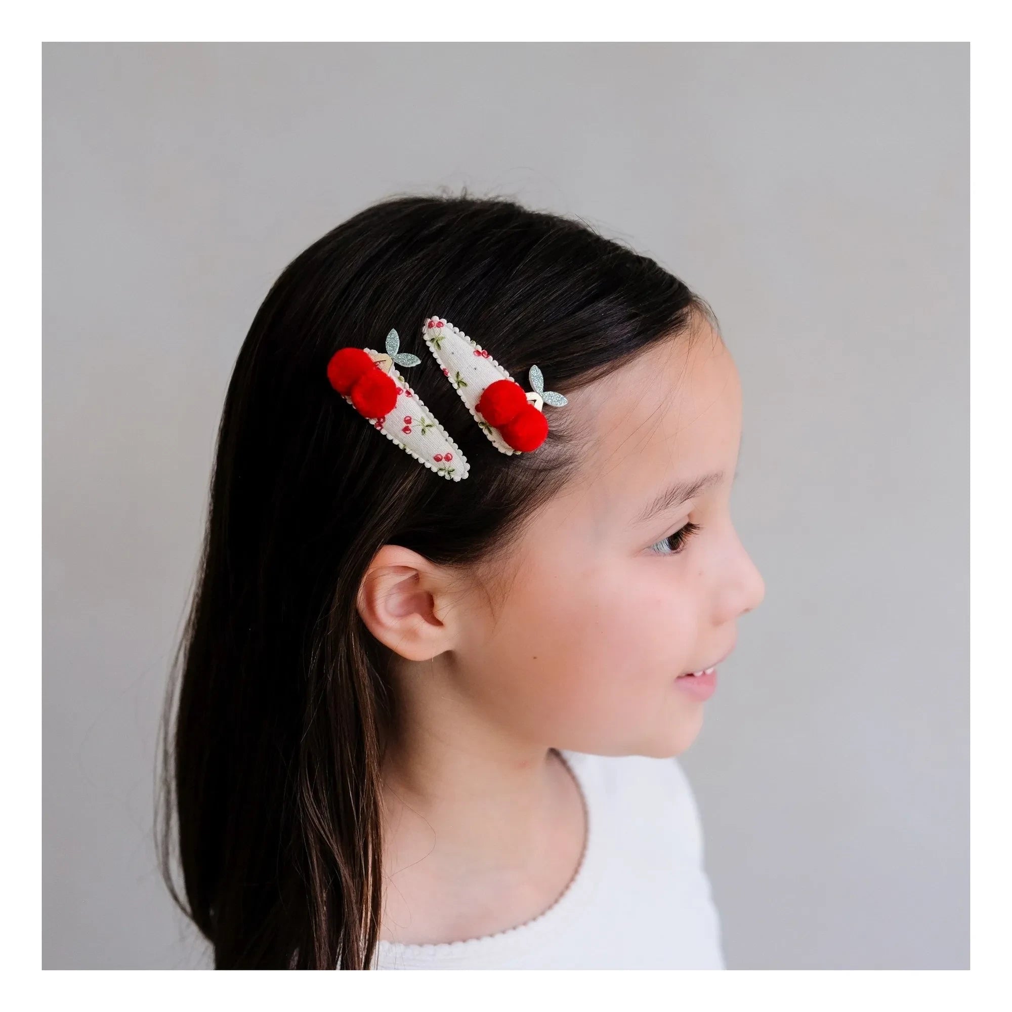 Mimi & Lula - Set de 2 horquillas de cereza con pompón | Rojo