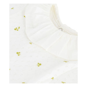 Petit Bateau - Body con cuello de flores de algodón orgánico | Crudo