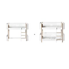 Oliver Furniture - Mini+ Dönüşüm Kiti, Alçak Karyoladan Alçak Ranza Yatağına | Beyaz