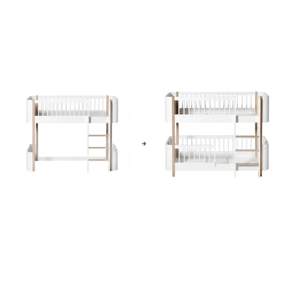 Oliver Furniture - Mini+ Dönüşüm Kiti, Alçak Karyoladan Alçak Ranza Yatağına | Beyaz