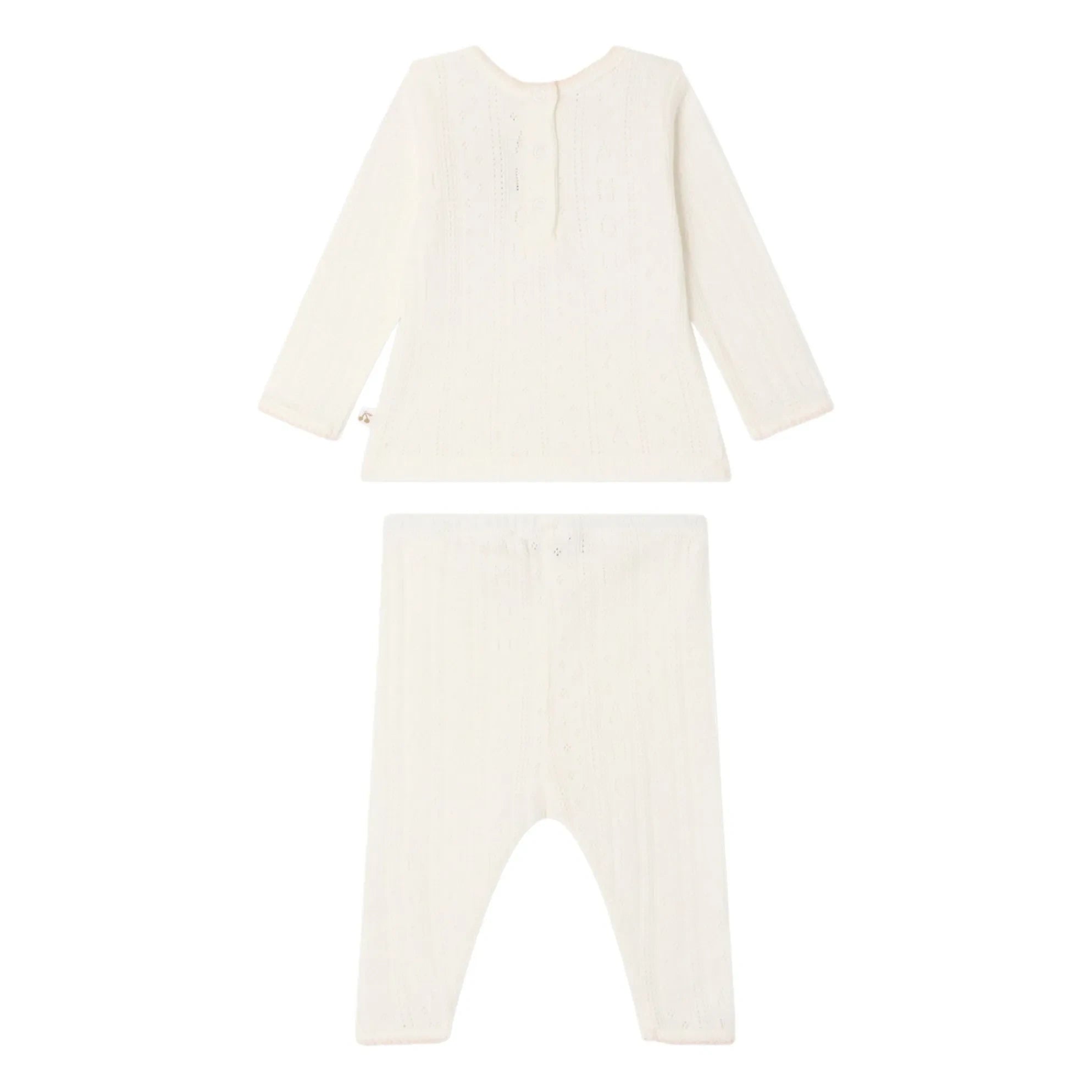 Bonpoint - Conjunto de camiseta y leggings de algodón orgánico Leandra Pointelle | Blanco