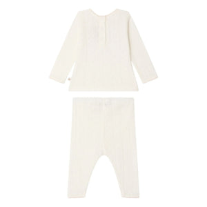 Bonpoint - Conjunto de camiseta y leggings de algodón orgánico Leandra Pointelle | Blanco