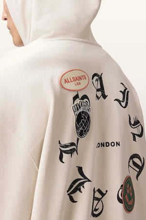 Sudadera con capucha y cremallera de algodón para hombre AllSaints PATCHER