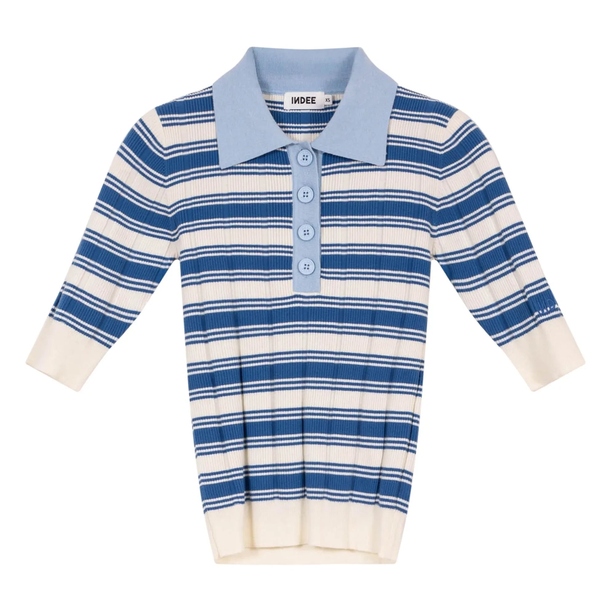 Indee - Polo acanalado a rayas Verona | Azul