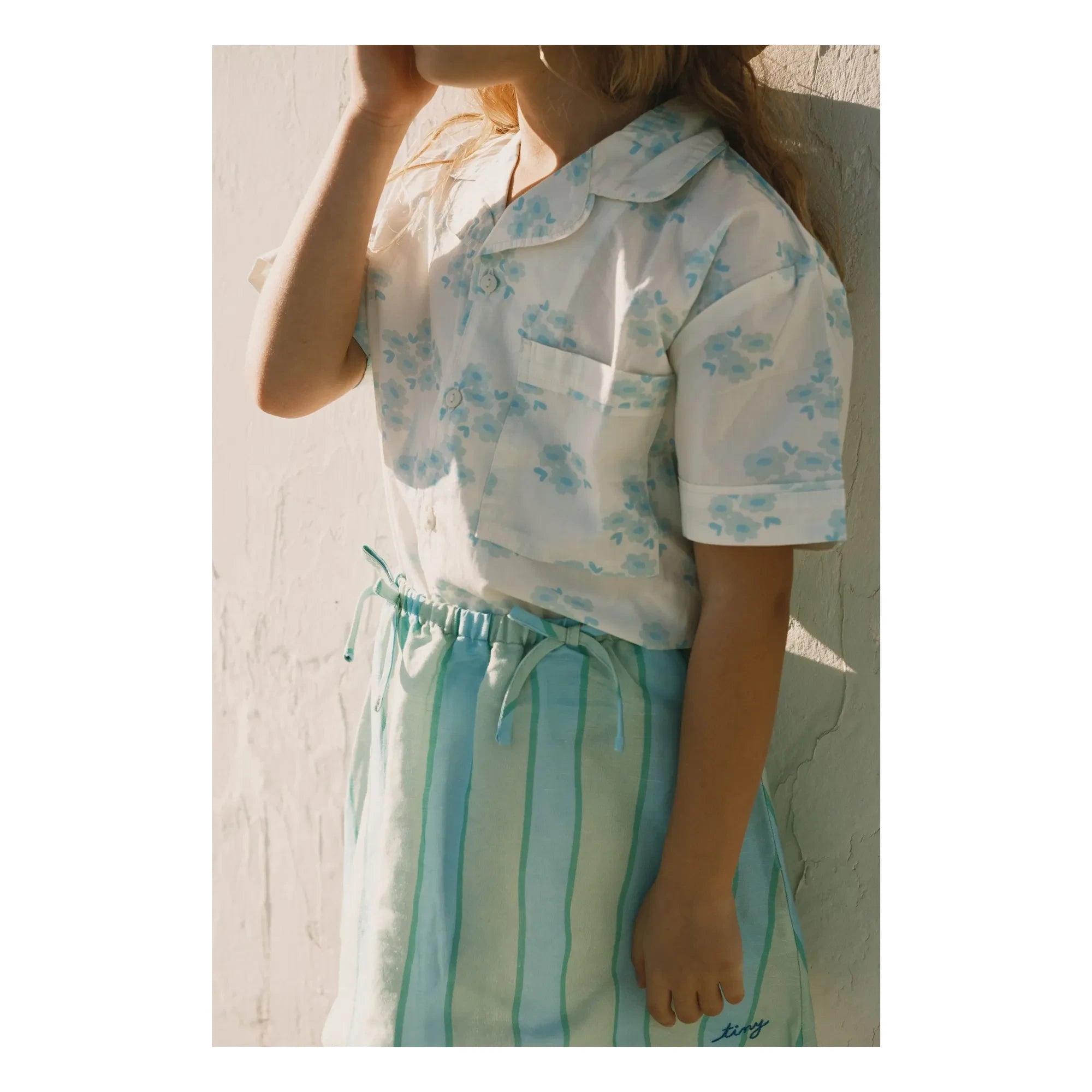 Tinycottons - Falda de lino a rayas | Verde