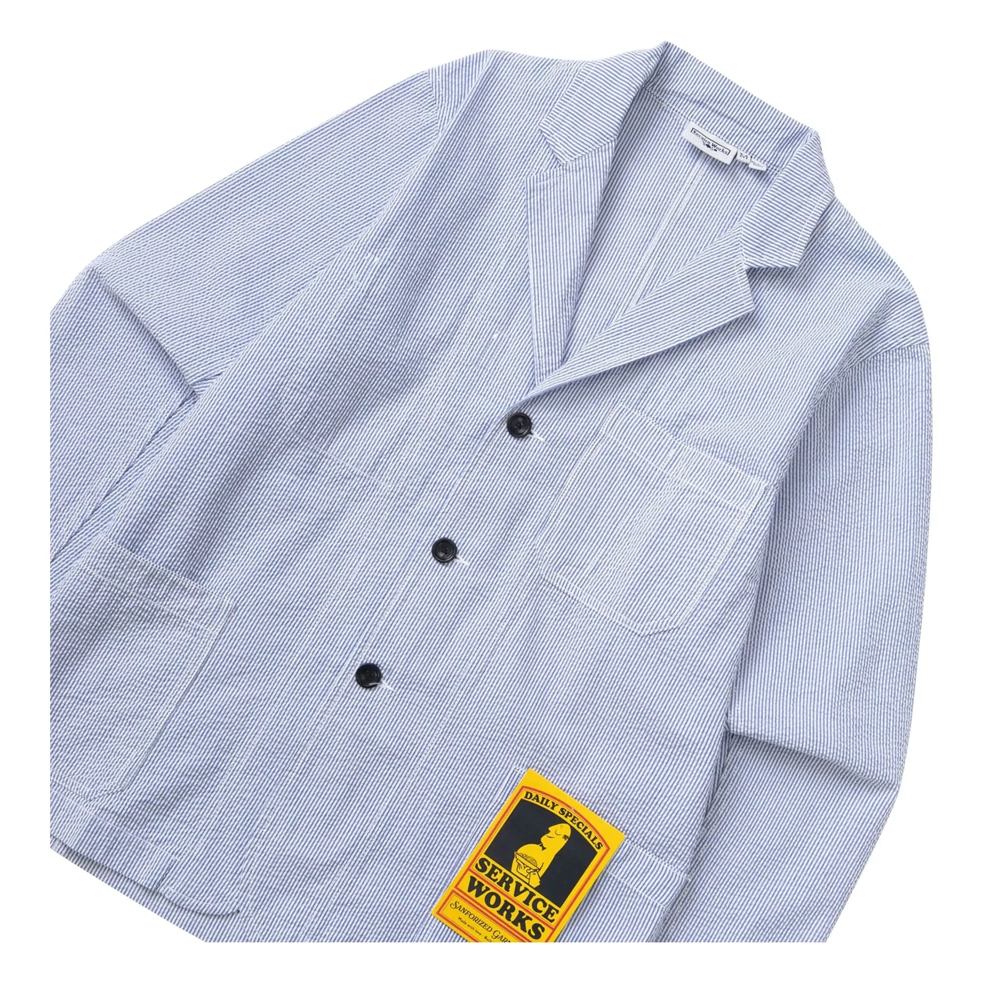 Service Works - Chaqueta de rayas de seersucker | Azul claro