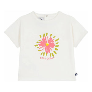 Petit Bateau - Camiseta Fleur de algodón orgánico | Blanco