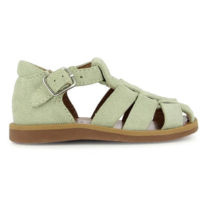 Pom d'Api - Sandalias de terciopelo Poppy Daddy | Verde almendra