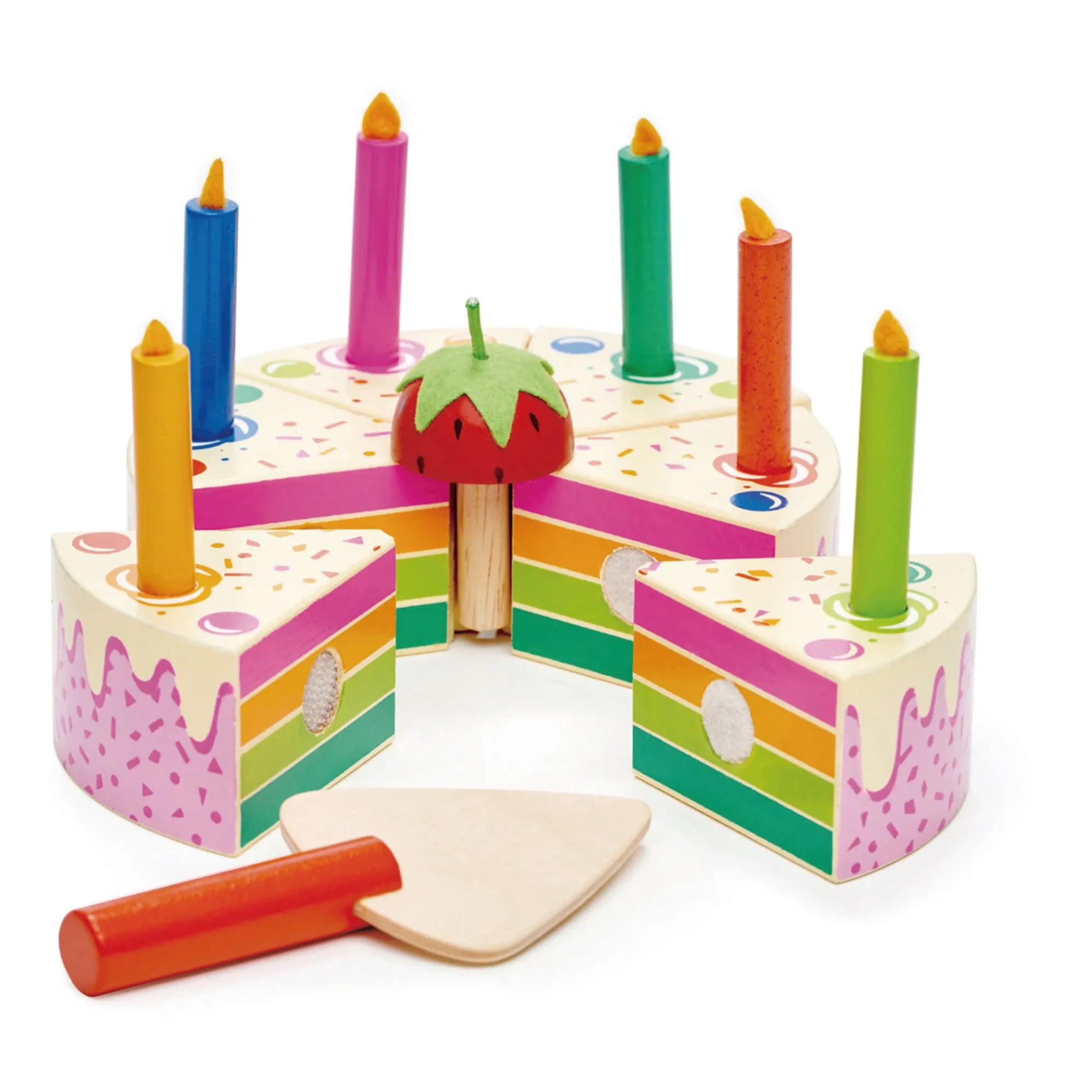 Tender Leaf Toys - Pastel de cumpleaños arcoíris de madera