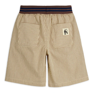 Mini Rodini - Pantalones cortos de popelina de algodón orgánico a rayas | Marrón