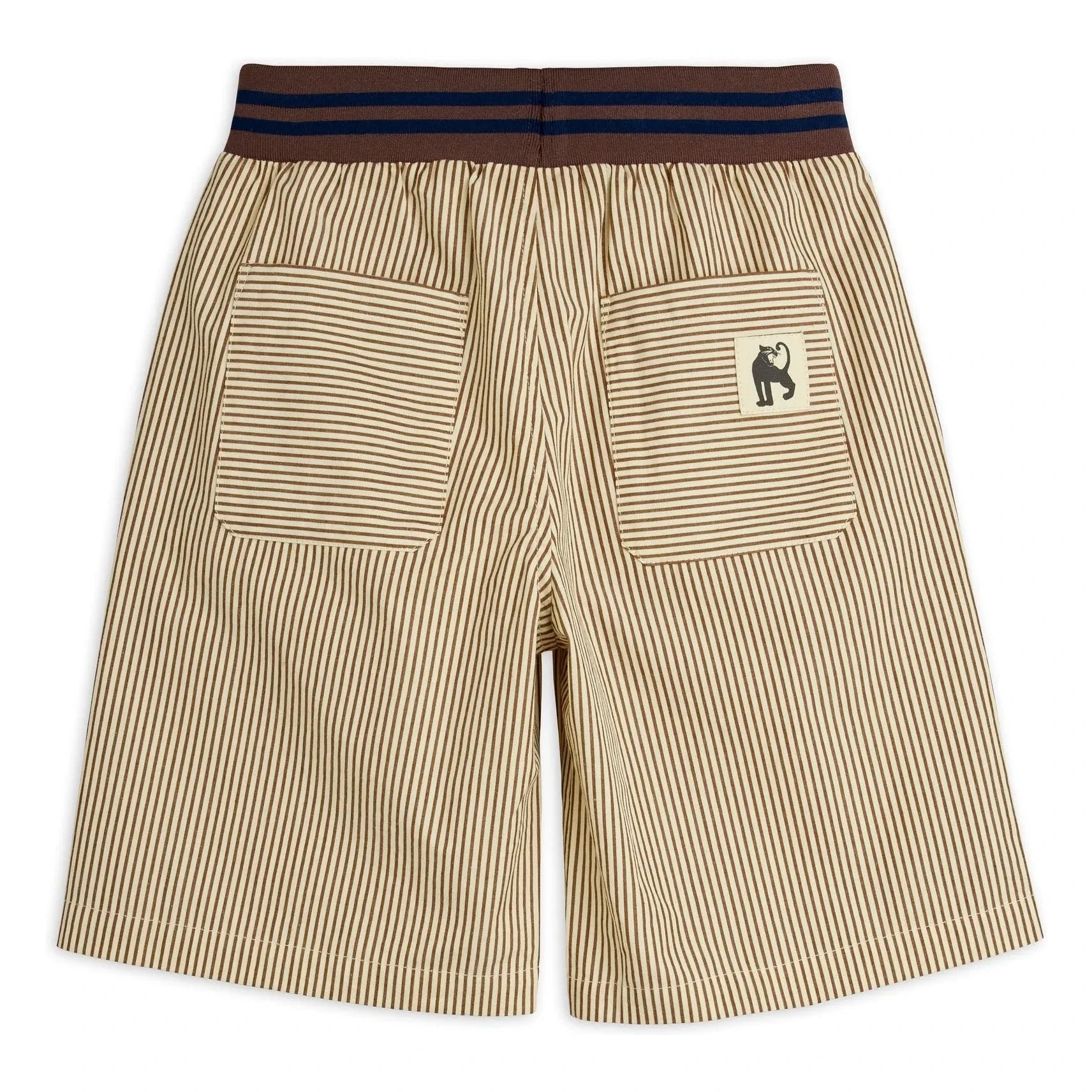 Mini Rodini - Pantalones cortos de popelina de algodón orgánico a rayas | Marrón