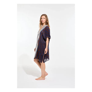 Mapoésie - Elia Celeste Vestido de algodón | Azul noche