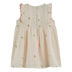 Emile et Ida - Vestido de plastrón con bordado de limón | Crema