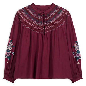 Louise Misha - Pal Organik Pamuk Bluz | Bordo