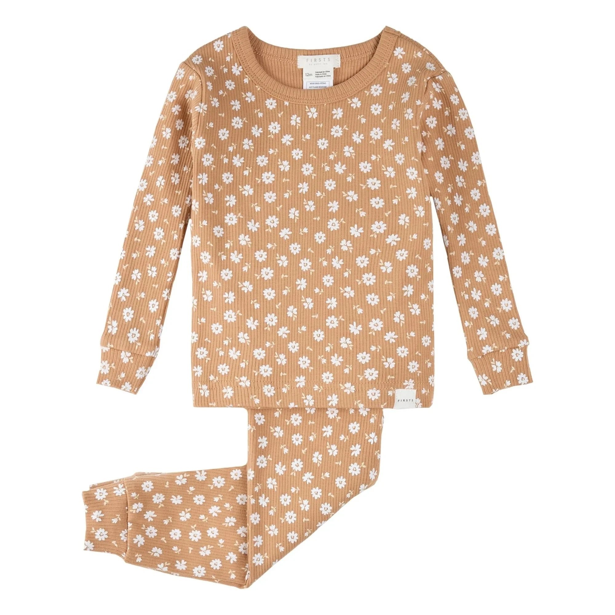Petit Lem - Pijama de Canalé con Estampado Floral de Algodón Orgánico | Natural