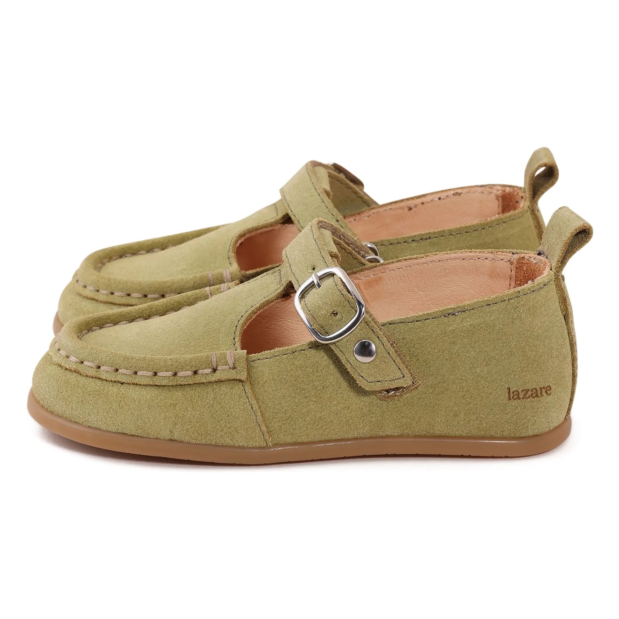 Lazare - Mocasines de ante de oliva para bebés | Verde Almendra