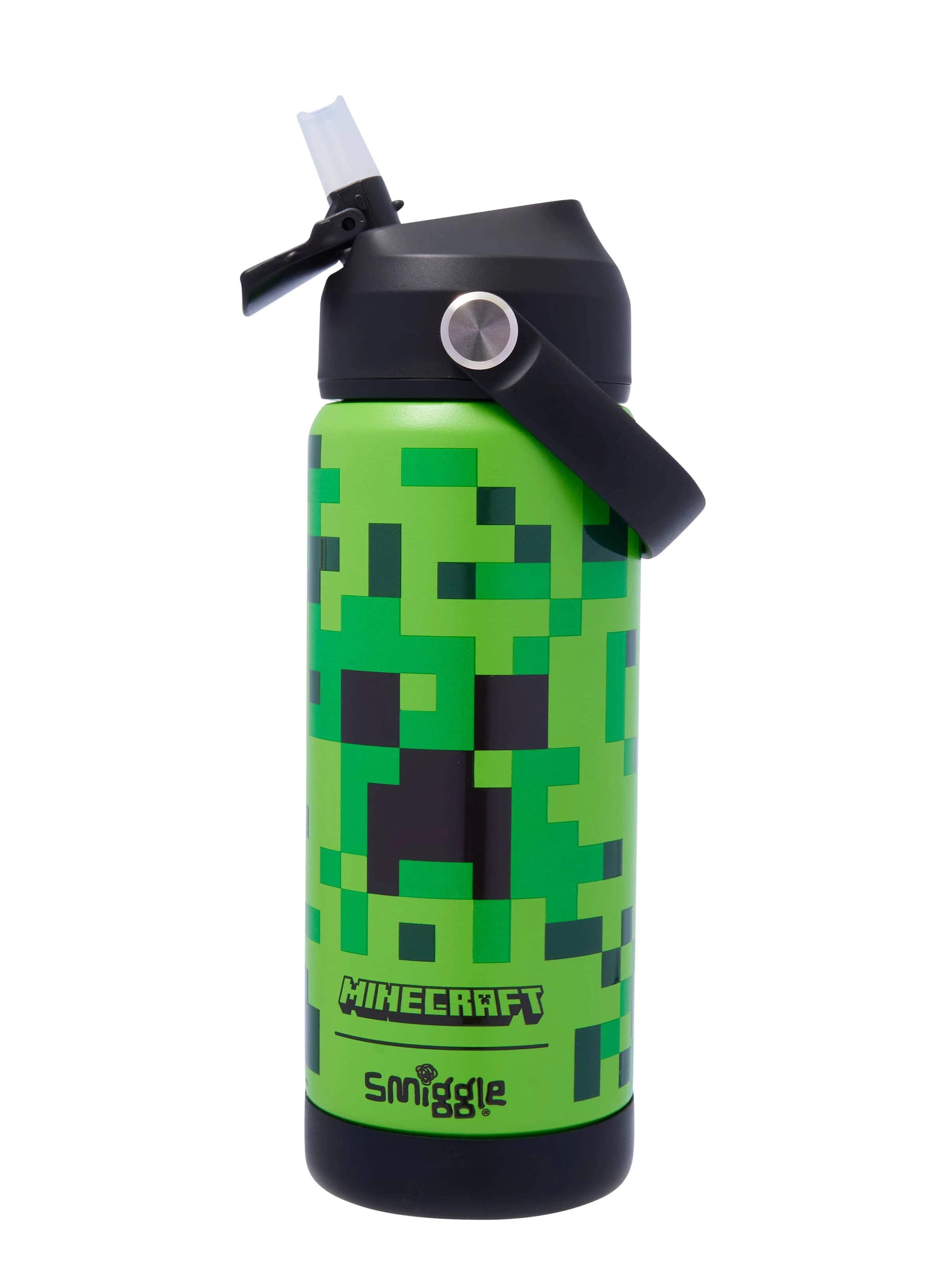 Smiggle - Minecraft Paslanmaz Çelik Gizli Pipetli 550ML Matara