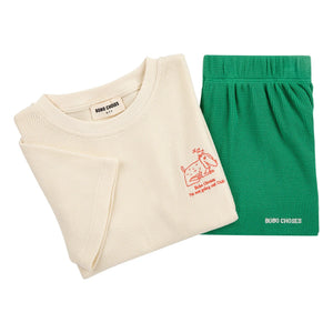 Bobo Choses - Conjunto de camiseta y pantalón corto de perro de algodón orgánico | Crudo