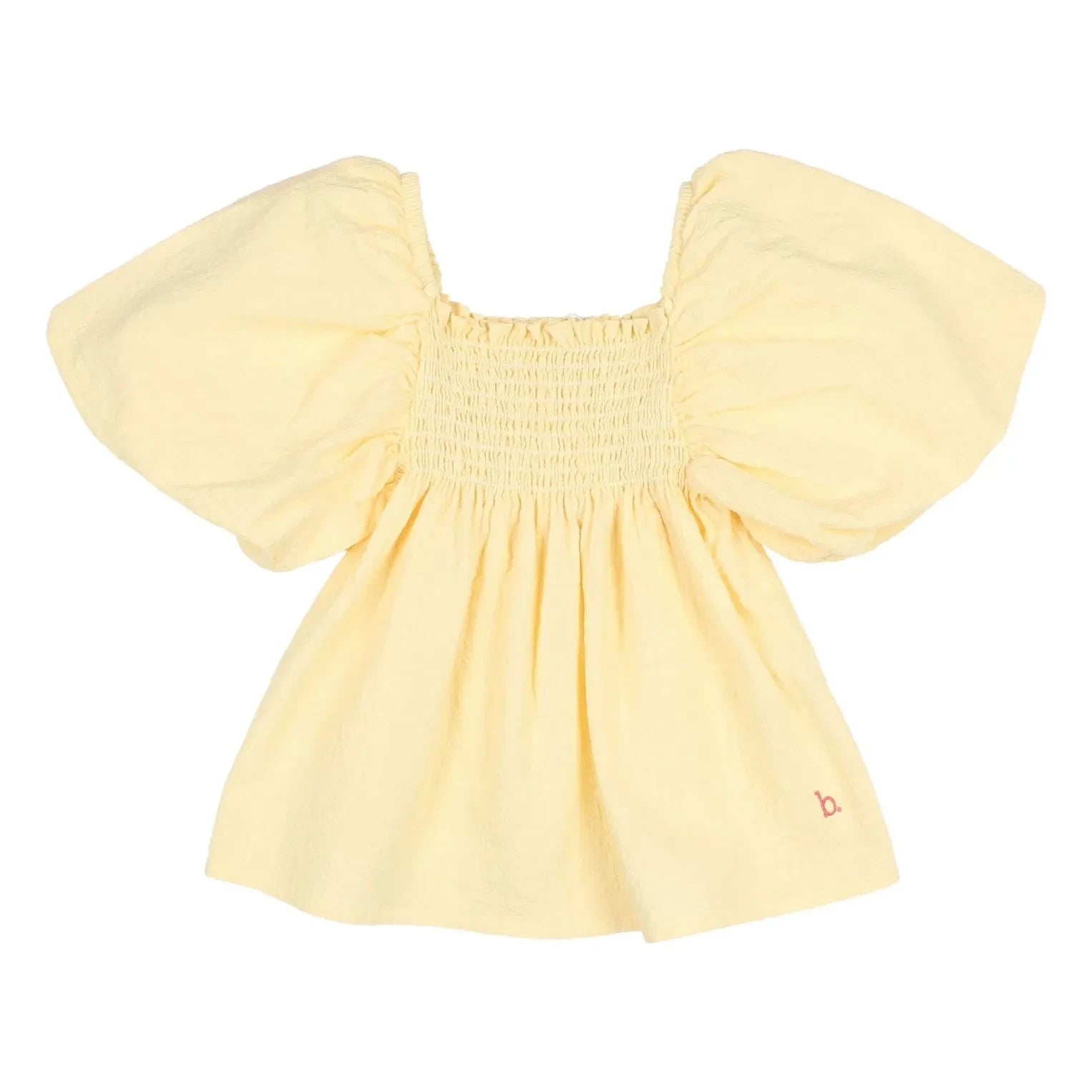 Búho - Blusa de manga abullonada de algodón orgánico | Amarillo