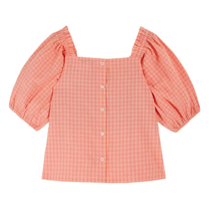 Emile et Ida - Blusa fruncida a cuadros bordada | Melocotón