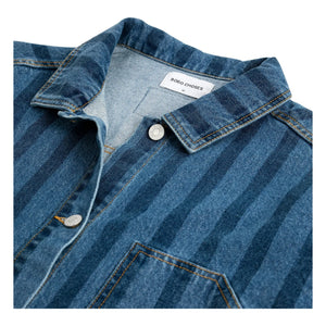 Bobo Choses - Chaqueta de algodón orgánico con rayas de mezclilla azul