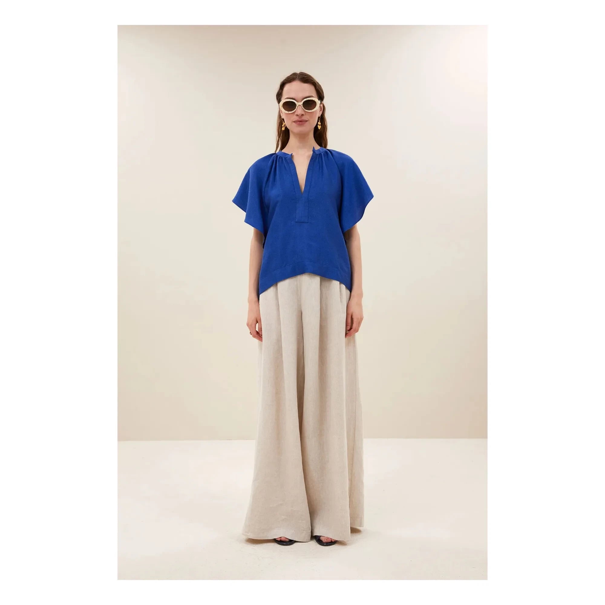 By Bar - Vina Blusa brillante | Azul real