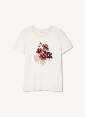 Chloé - Camiseta floral de algodón orgánico | Chalk