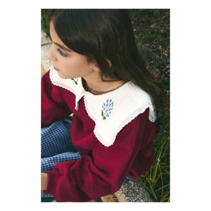 birinit - Sudadera con cuello drapeado, bordada en algodón orgánico | Burdeos