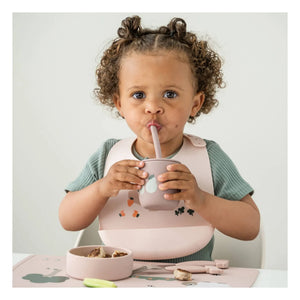 Done by deer - Vasos con pajita Tiny Farm - Set de 2 | Rosa
