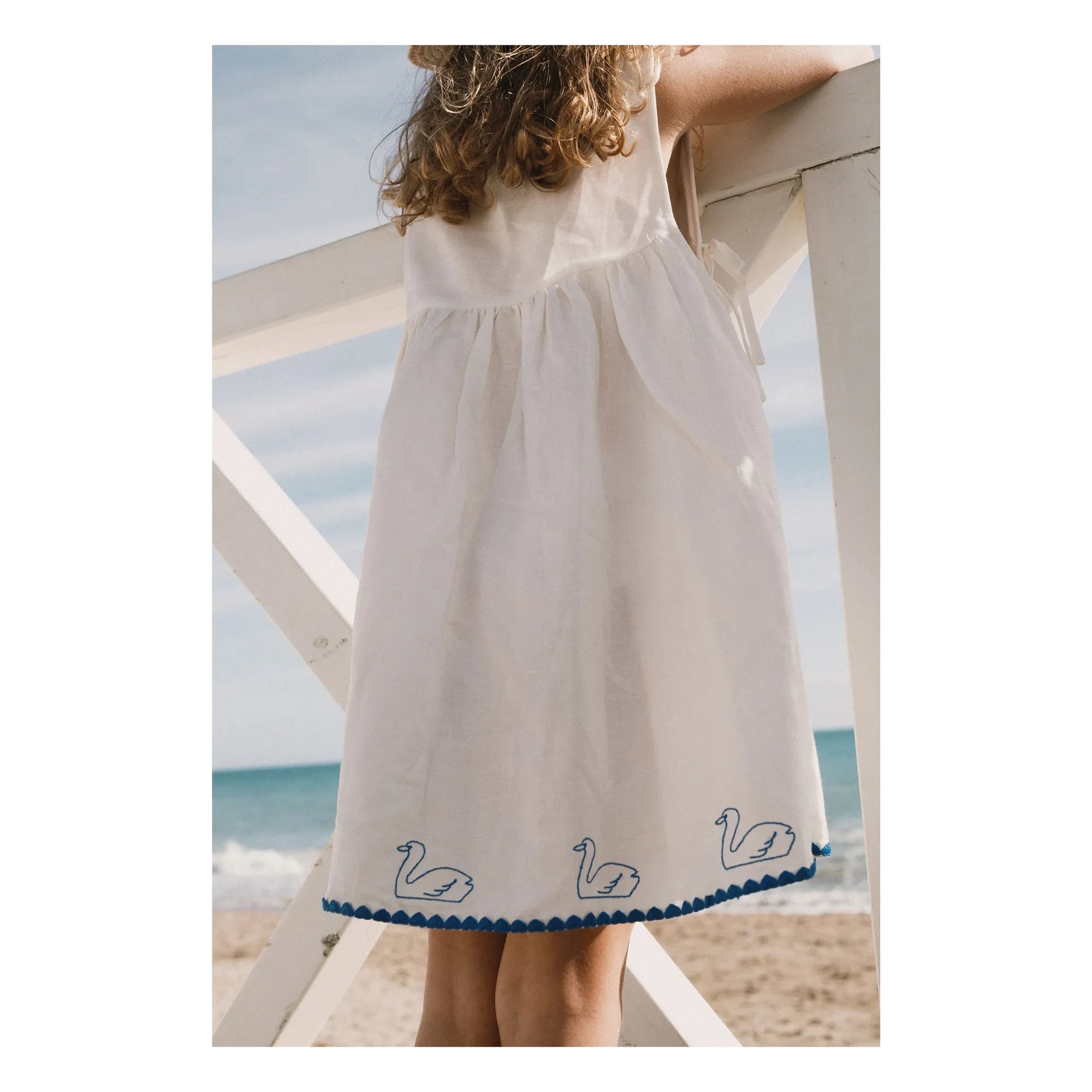 Tinycottons - Vestido de lino Swans | Blanco