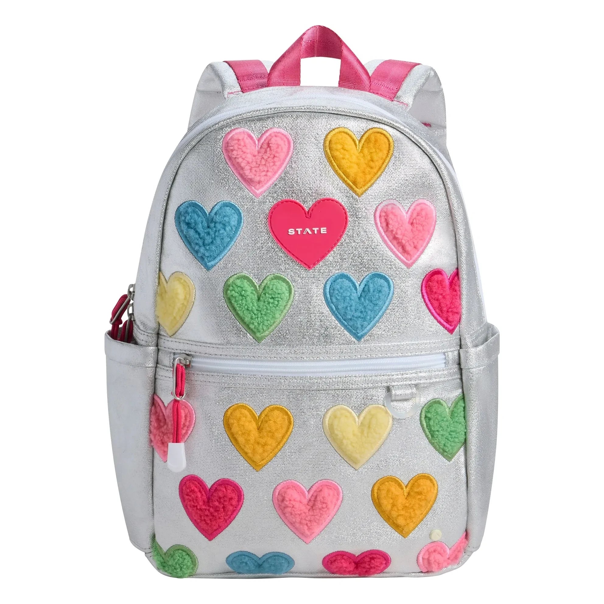 State Bags - Mini Kane Iridescent Hearts Sırt Çantası | Gri